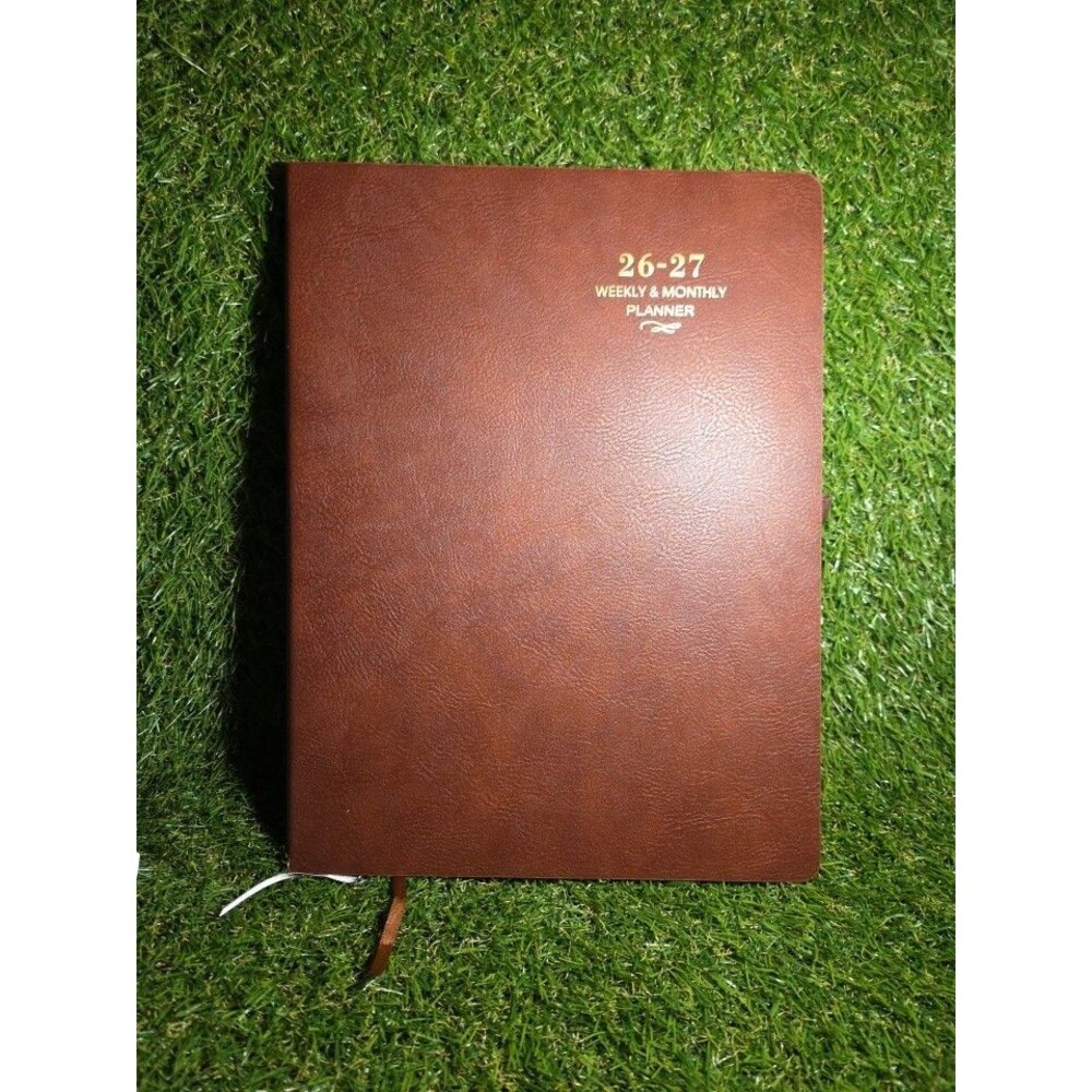Monthly Planner 2026-2027 Twin-Wire Organizer Leather Cover 18M Planner, Brown - Picture 2 of 3